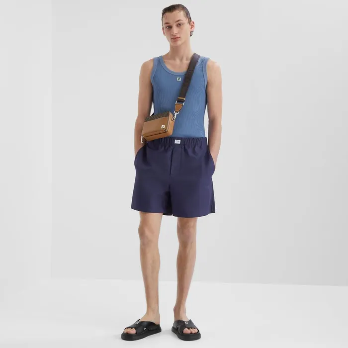 Fendi Coordinated Sets Bermudas Dark Blue Poplin Shorts 8211 Men