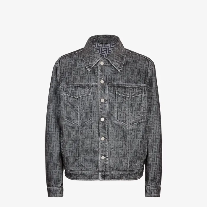 Fendi Coordinated Sets Jeans Jacket Gray FF Jeans Jacket 8211 Men