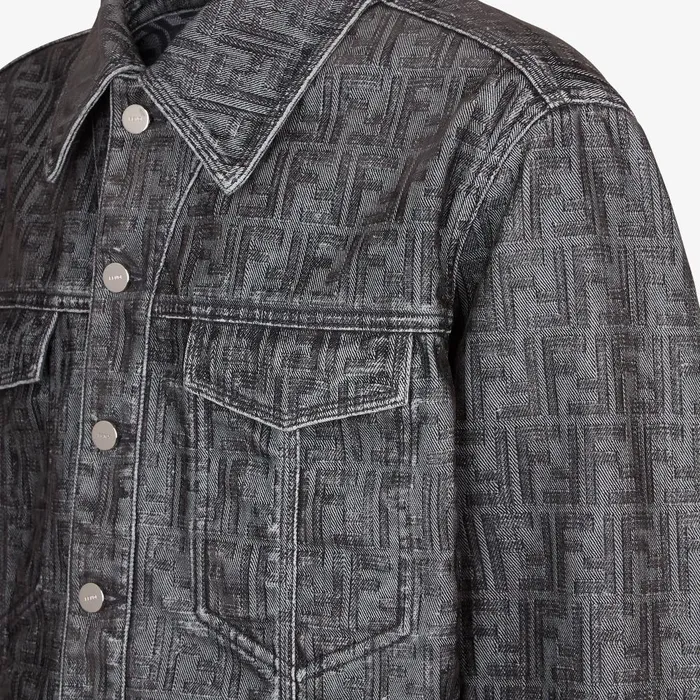 Fendi Coordinated Sets Jeans Jacket Gray FF Jeans Jacket 8211 Men