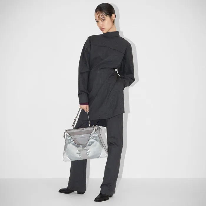Fendi Coordinated Sets Pants Black Pinstriped Wool Pants 8211 Women