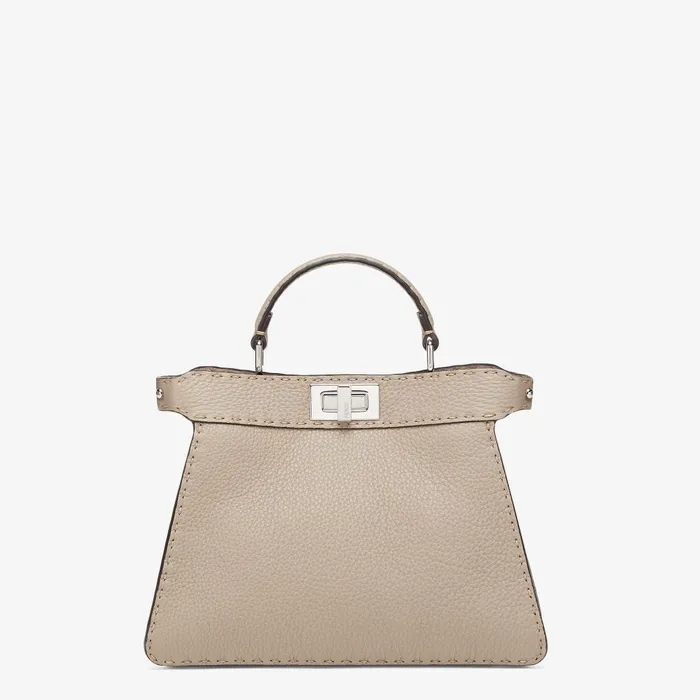 Fendi Essentials For Women Peekaboo ISeeU Small Dove Gray Selleria Bag With 1254 Handsewn Topstitches 8211 Women Fendi Essentials For Women Peekaboo ISeeU Small Dove Gray Selleria Bag With 1254 Handsewn Topstitches 8211 Women