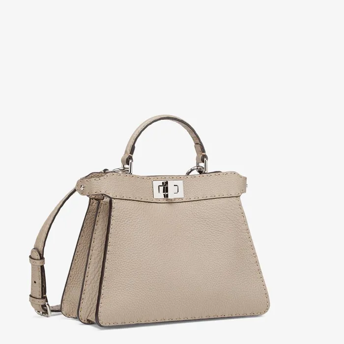 Fendi Essentials For Women Peekaboo ISeeU Small Dove Gray Selleria Bag With 1254 Handsewn Topstitches 8211 Women