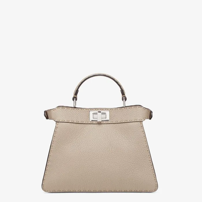 Fendi Essentials For Women Peekaboo ISeeU Small Dove Gray Selleria Bag With 1254 Handsewn Topstitches 8211 Women