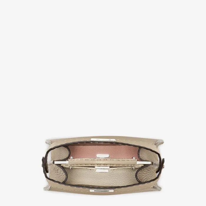 Fendi Essentials For Women Peekaboo ISeeU Small Dove Gray Selleria Bag With 1254 Handsewn Topstitches 8211 Women