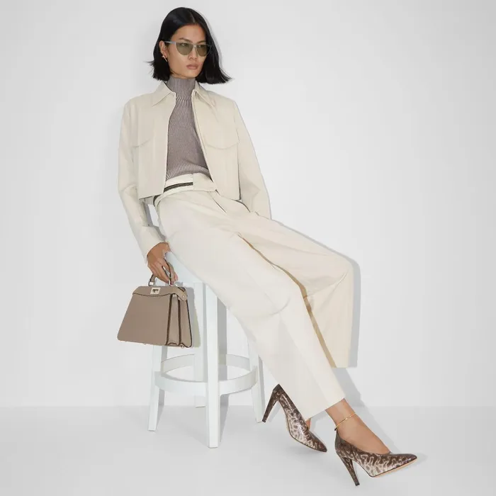 Fendi Essentials For Women Peekaboo ISeeU Small Dove Gray Selleria Bag With 1254 Handsewn Topstitches 8211 Women