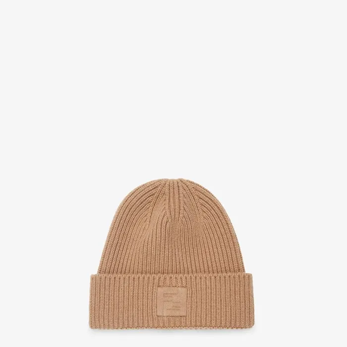 Fendi Hats and Gloves Beanie Beige Wool And Cashmere Hat 8211 Women
