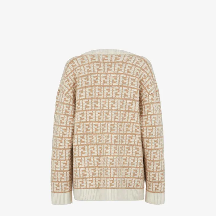 Fendi Knitwear Cardigan Brown FF Crocheted Cashmere Cardigan 8211 Women