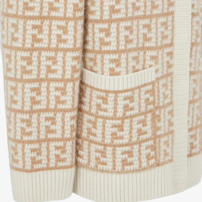 Fendi Knitwear Cardigan Brown FF Crocheted Cashmere Cardigan 8211 Women