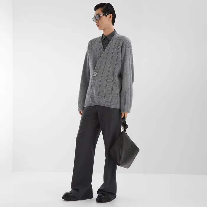 Fendi Knitwear Cardigan Gray Cashmere Cardigan 8211 Men