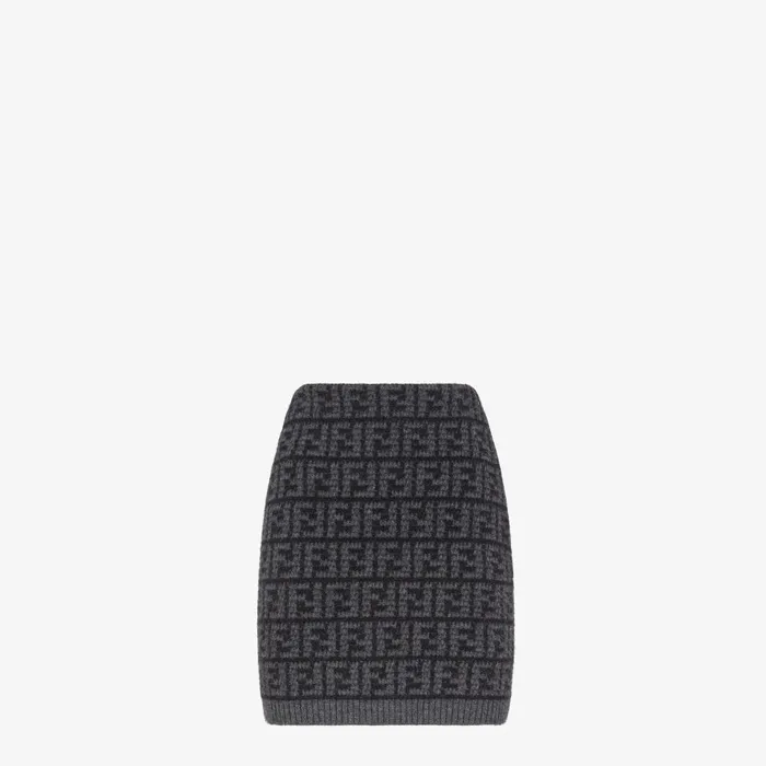 Fendi Knitwear Skirt Black FF Crocheted Cashmere Skirt 8211 Women