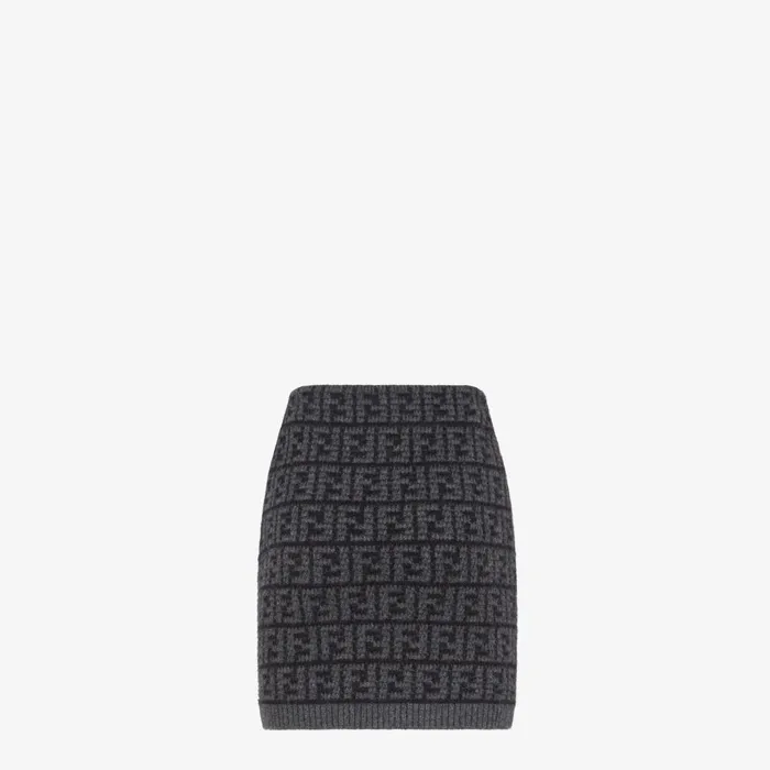 Fendi Knitwear Skirt Black FF Crocheted Cashmere Skirt 8211 Women