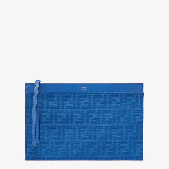 Fendi Mini Bags FF Jacquard Flat Pouch Medium Blue FF Jacquard Pouch 8211 Men Fendi Mini Bags FF Jacquard Flat Pouch Medium Blue FF Jacquard Pouch 8211 Men