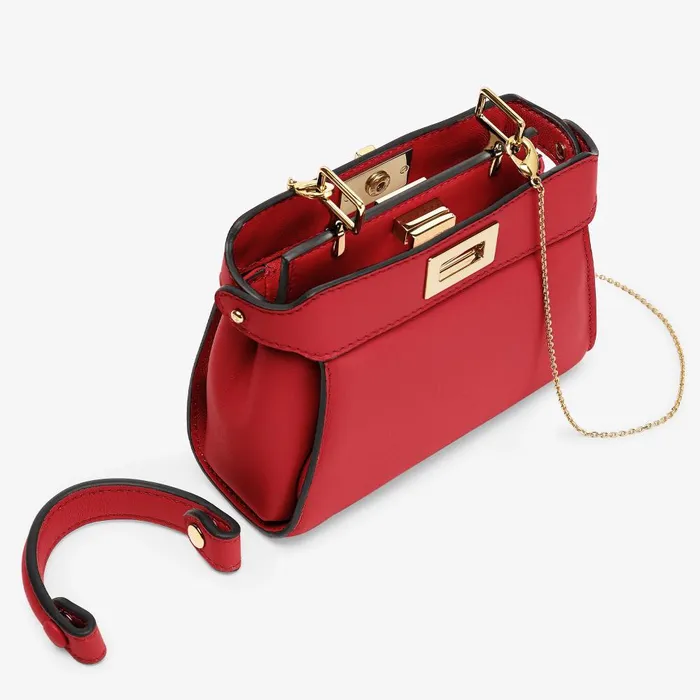 Fendi Miniature Bags Nano Peekaboo Red Nappa Leather Miniature Bag 8211 Women
