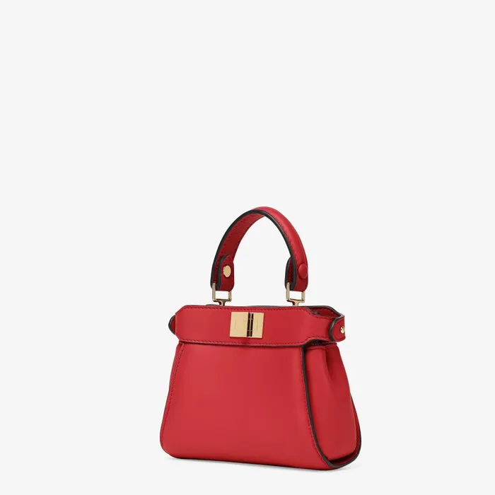 Fendi Miniature Bags Nano Peekaboo Red Nappa Leather Miniature Bag 8211 Women