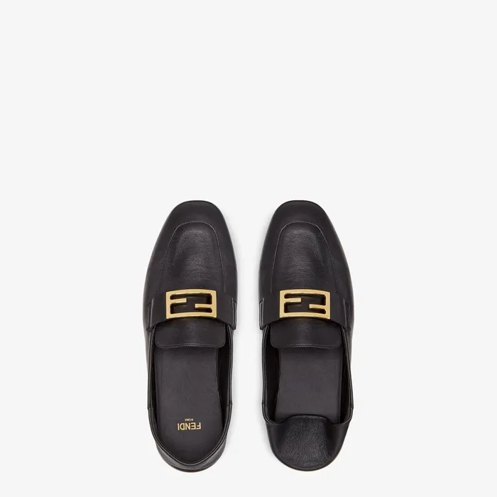 Fendi Mocassins and Loafers Baguette Black Leather Loafers 8211 Women