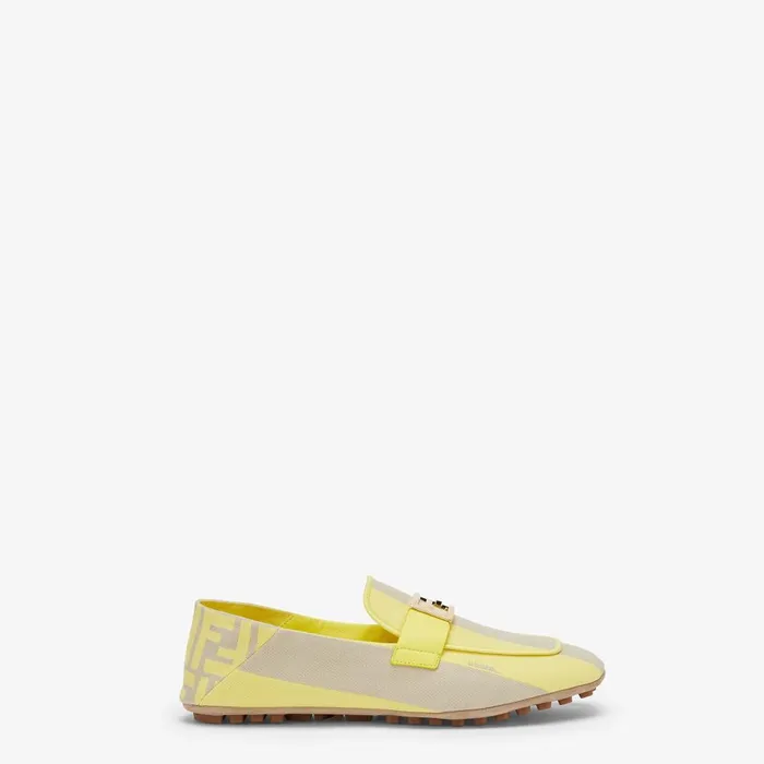 Fendi Mocassins and Loafers Baguette Yellow Canvas Loafers 8211 Women