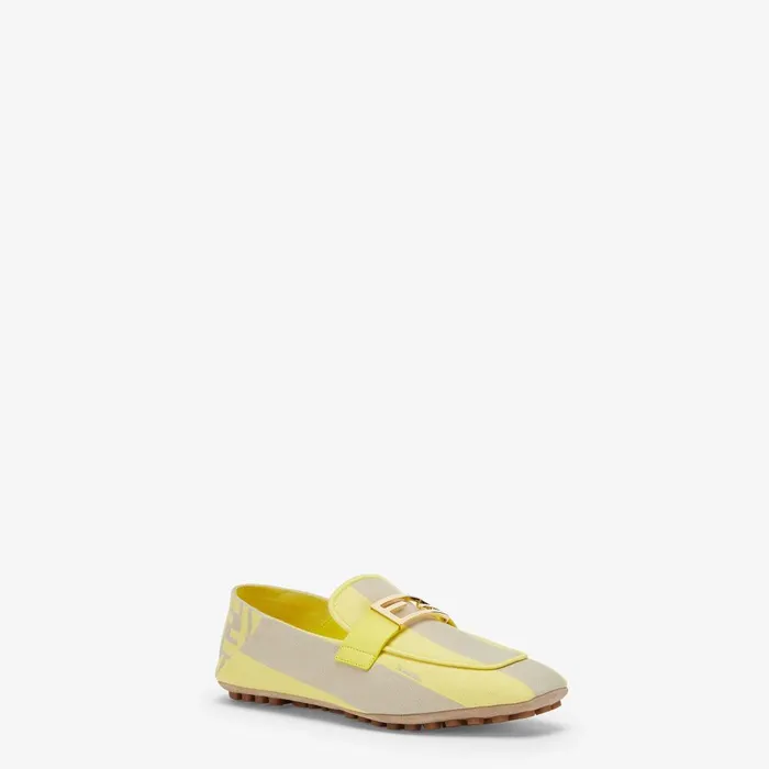 Fendi Mocassins and Loafers Baguette Yellow Canvas Loafers 8211 Women