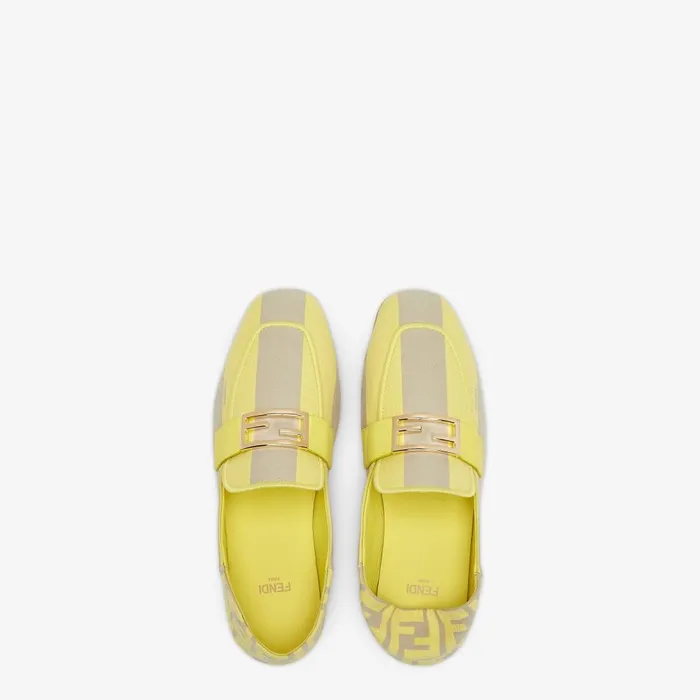 Fendi Mocassins and Loafers Baguette Yellow Canvas Loafers 8211 Women