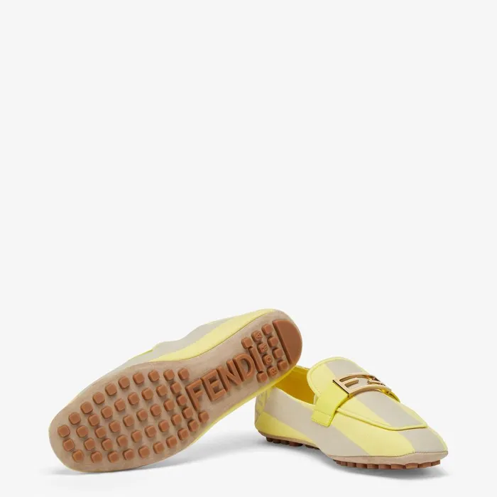 Fendi Mocassins and Loafers Baguette Yellow Canvas Loafers 8211 Women
