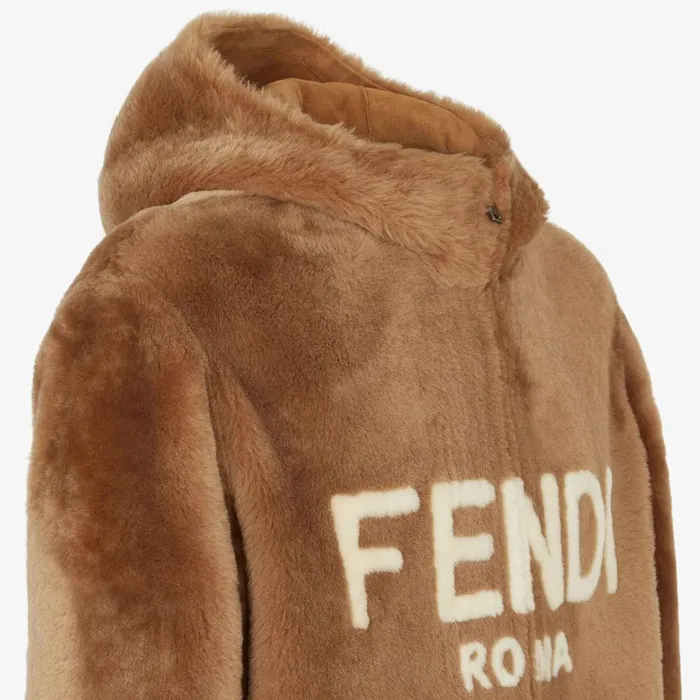 Fendi Outerwear Blouson Brown Shearling Jacket 8211 Men