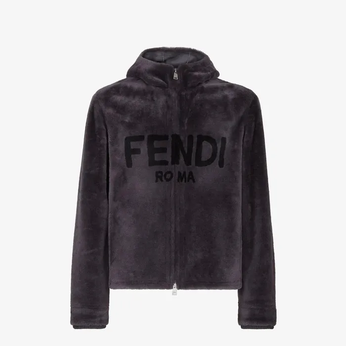 Fendi Outerwear Blouson Gray Shearling Jacket 8211 Men
