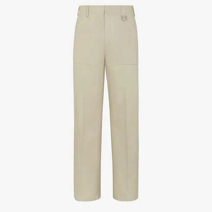 Fendi Pants and Shorts Pants Beige Coated Fabric Pants 8211 Men