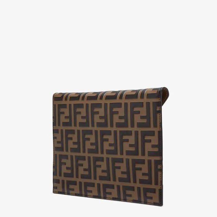 Fendi Pouches FF Diamonds Flat Pouch Brown Leather Pouch 8211 Women