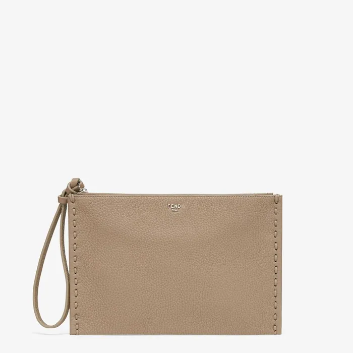 Fendi Pouches Peekaboo Flat Pouch Beige Selleria Pouch 8211 Women