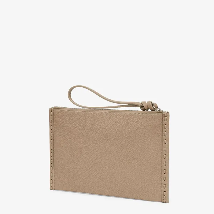 Fendi Pouches Peekaboo Flat Pouch Beige Selleria Pouch 8211 Women