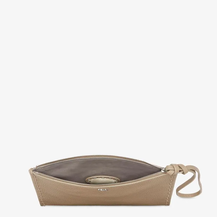 Fendi Pouches Peekaboo Flat Pouch Beige Selleria Pouch 8211 Women