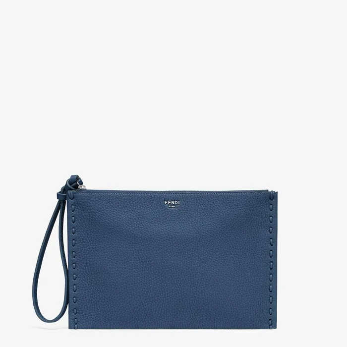 Fendi Pouches Peekaboo Flat Pouch Blue Selleria Pouch With 46 Handsewn Stitches 8211 Women Fendi Pouches Peekaboo Flat Pouch Blue Selleria Pouch With 46 Handsewn Stitches 8211 Women