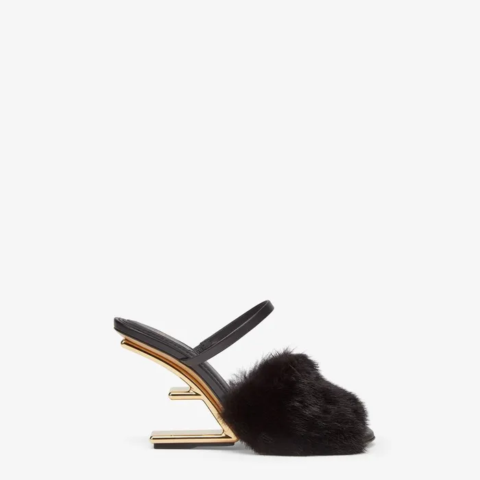 Fendi Pumps and Slingbacks Fendi First Black Mink Highheel Sandals 8211 Women Fendi Pumps and Slingbacks Fendi First Black Mink Highheel Sandals 8211 Women