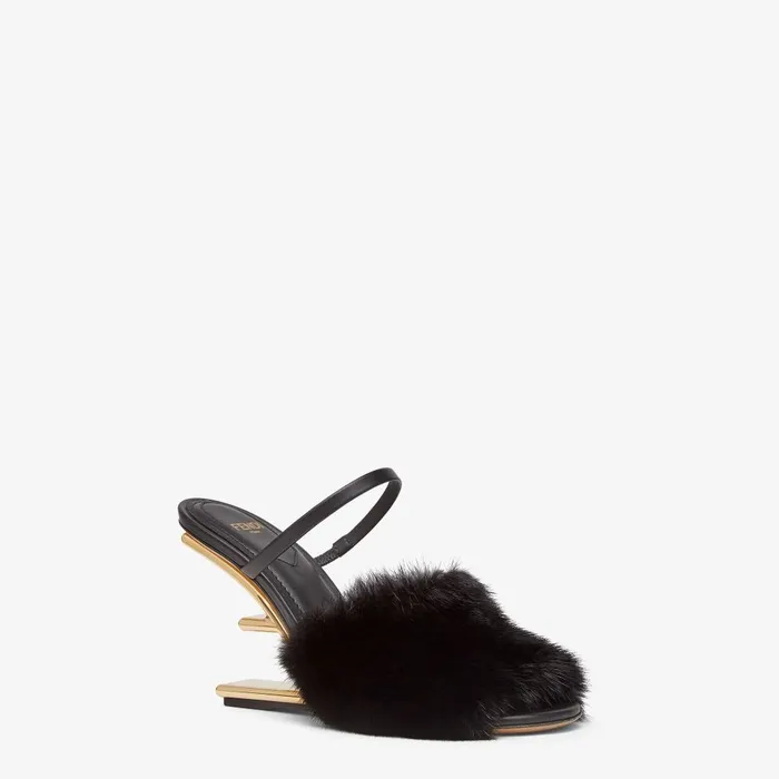 Fendi Pumps and Slingbacks Fendi First Black Mink Highheel Sandals 8211 Women