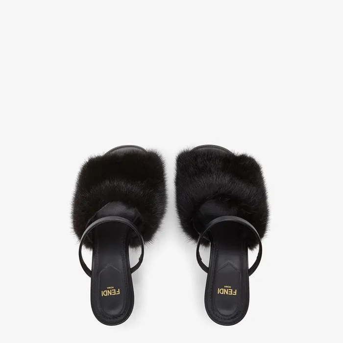 Fendi Pumps and Slingbacks Fendi First Black Mink Highheel Sandals 8211 Women