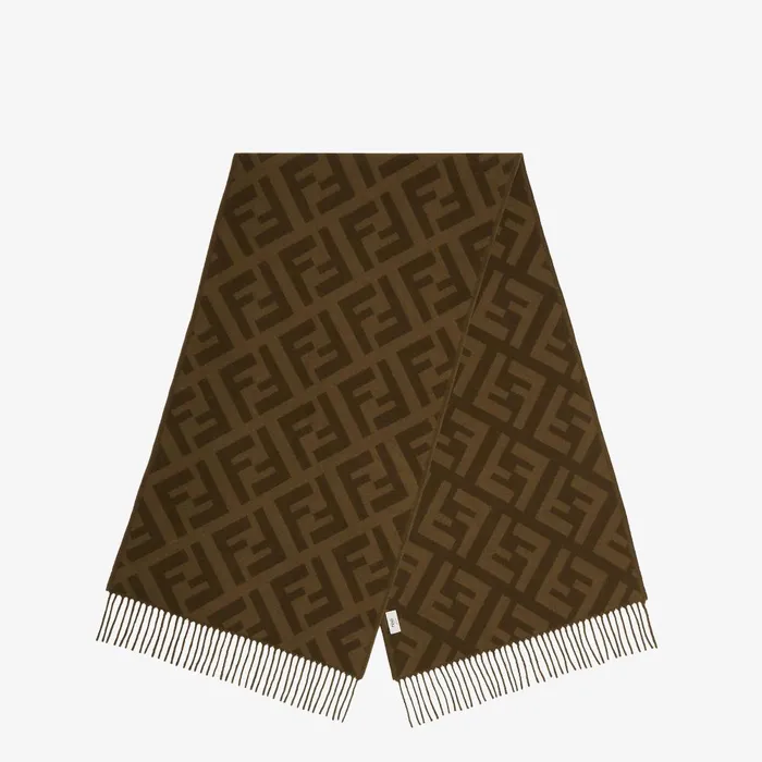 Fendi Scarves and Ponchos FF Scarf Green Cashmere Scarf 8211 Women
