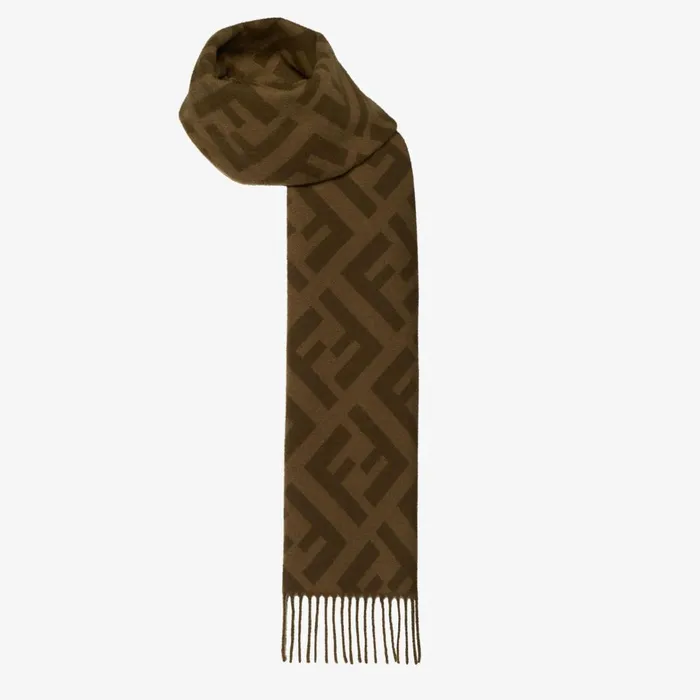 Fendi Scarves and Ponchos FF Scarf Green Cashmere Scarf 8211 Women