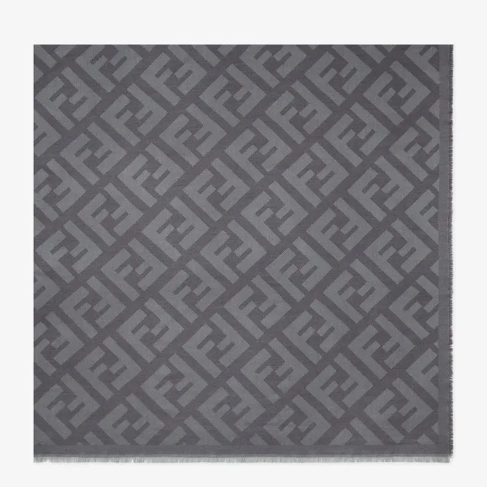 Fendi Scarves and Ponchos FF Shawl Gray Wool And Cashmere Shawl 8211 Women