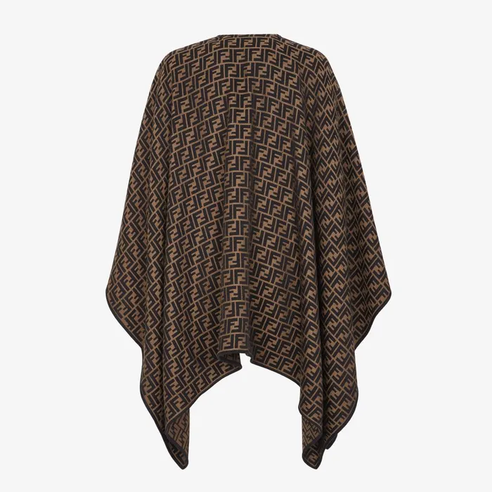 Fendi Scarves and Ponchos Poncho Brown Wool And Silk Poncho 8211 Women
