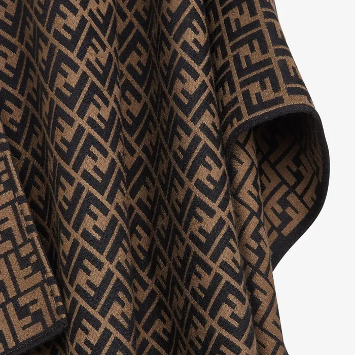 Fendi Scarves and Ponchos Poncho Brown Wool And Silk Poncho 8211 Women