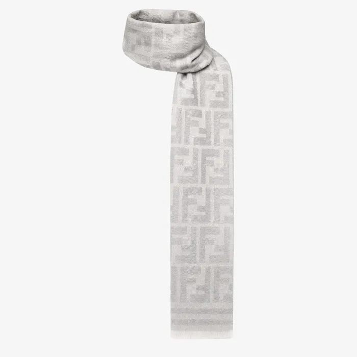 Fendi Scarves Scarf Gray FF Jacquard Scarf 8211 Men