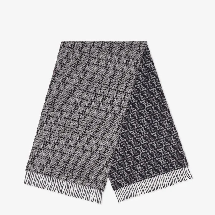 Fendi Scarves Scarf Gray FF Labyrinth Wool Scarf 8211 Men
