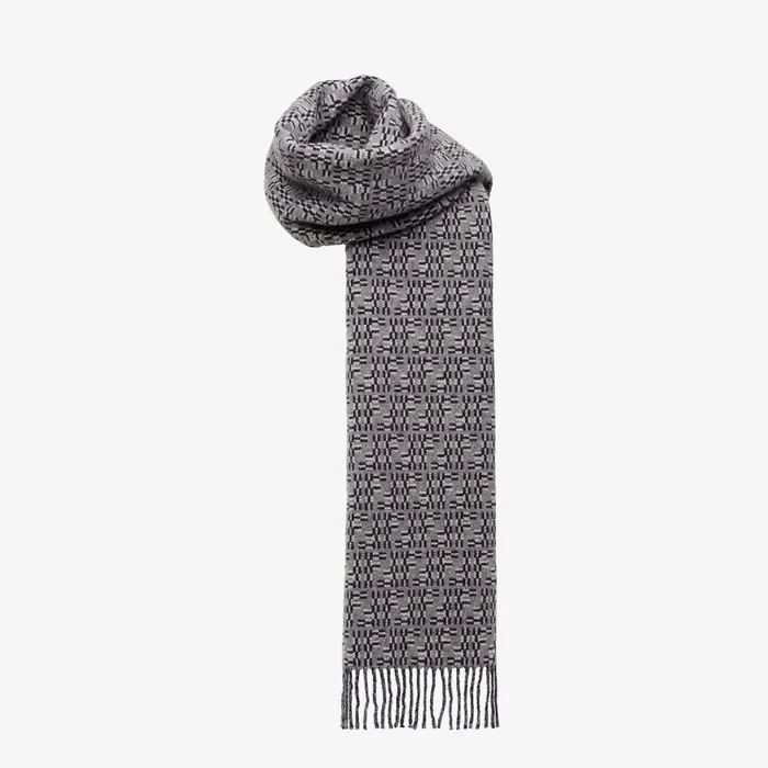 Fendi Scarves Scarf Gray FF Labyrinth Wool Scarf 8211 Men