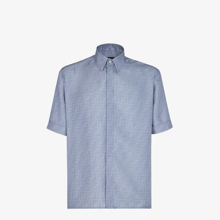 Fendi Shirts Shirt Light Blue Silk Shirt 8211 Men