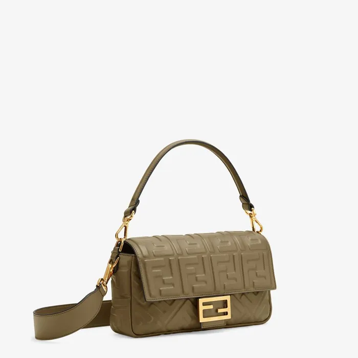 Fendi Shoulder and Crossbody Bags Baguette Green Nappa Leather Bag 8211 Women