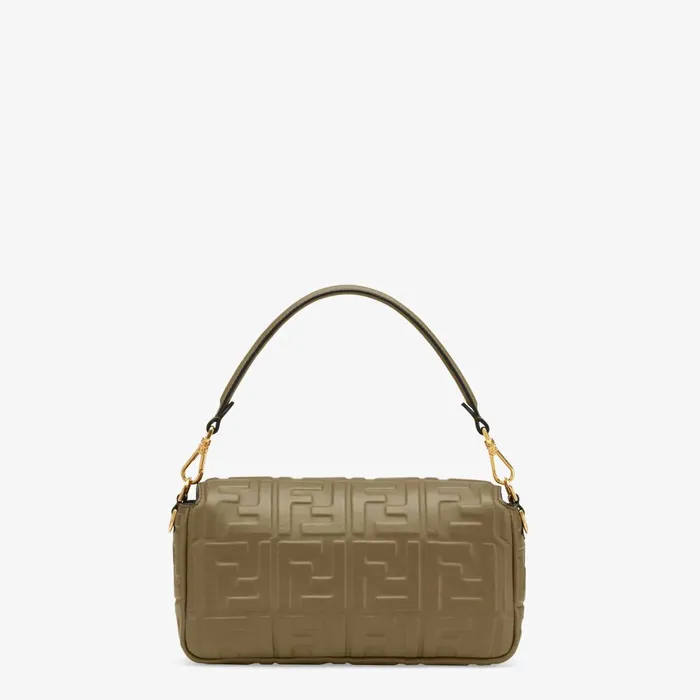 Fendi Shoulder and Crossbody Bags Baguette Green Nappa Leather Bag 8211 Women