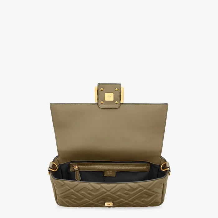 Fendi Shoulder and Crossbody Bags Baguette Green Nappa Leather Bag 8211 Women