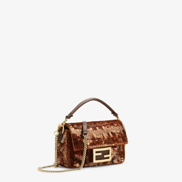 Fendi Shoulder and Crossbody Bags Baguette Mini Bag Embroidered With Brown Sequins 8211 Women
