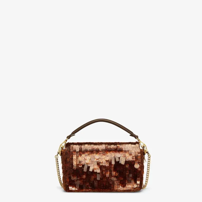 Fendi Shoulder and Crossbody Bags Baguette Mini Bag Embroidered With Brown Sequins 8211 Women