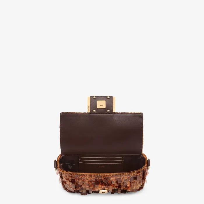 Fendi Shoulder and Crossbody Bags Baguette Mini Bag Embroidered With Brown Sequins 8211 Women