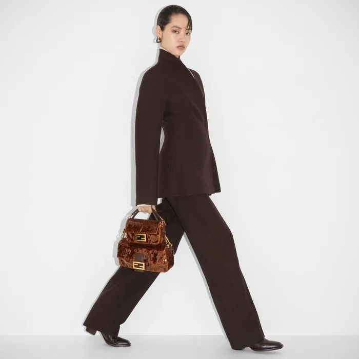 Fendi Shoulder and Crossbody Bags Baguette Mini Bag Embroidered With Brown Sequins 8211 Women